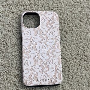 Burga iPhone 13 white and tan lace case
